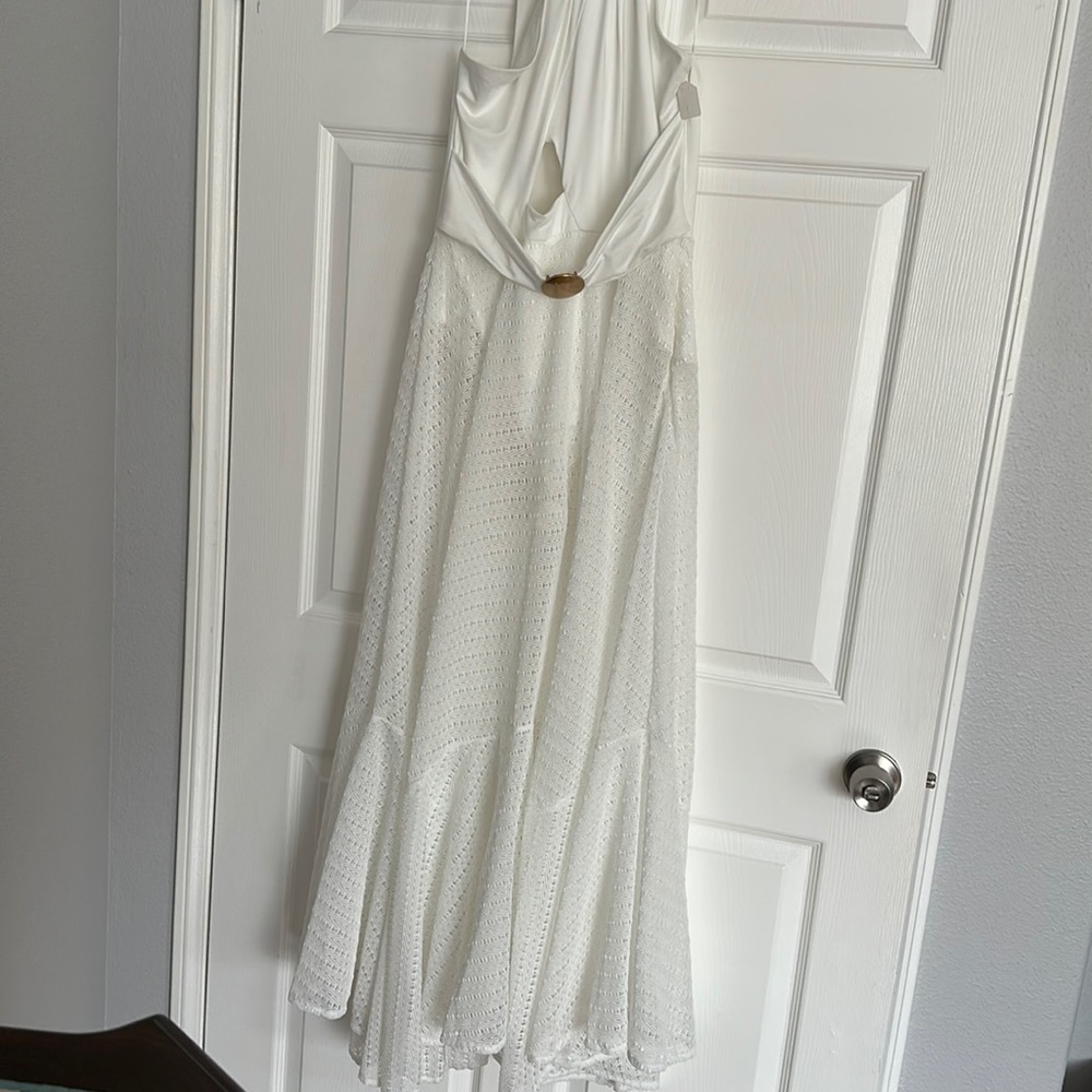 White PatBo Inspired midi dress